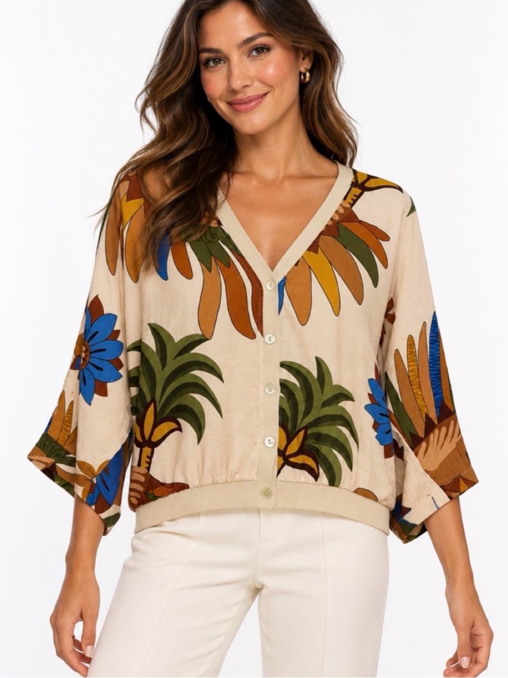 Made in Italy Tropical Print Blouse | Coastal Boho